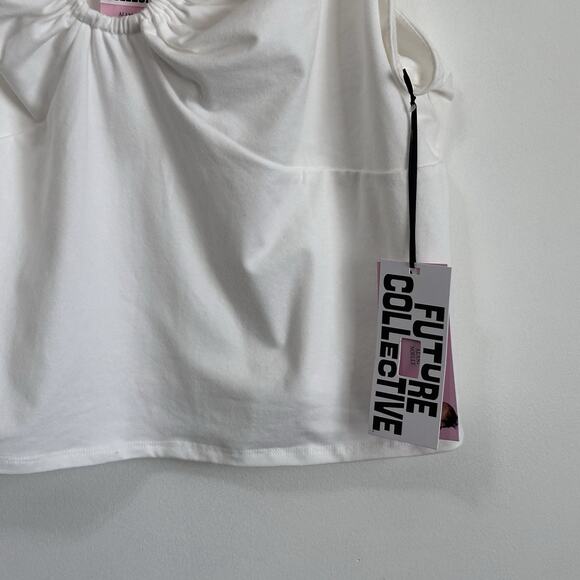 Future Collective Target Halter Tank Top 1X Plus White Summer Festival Strap NEW - Picture 2 of 12